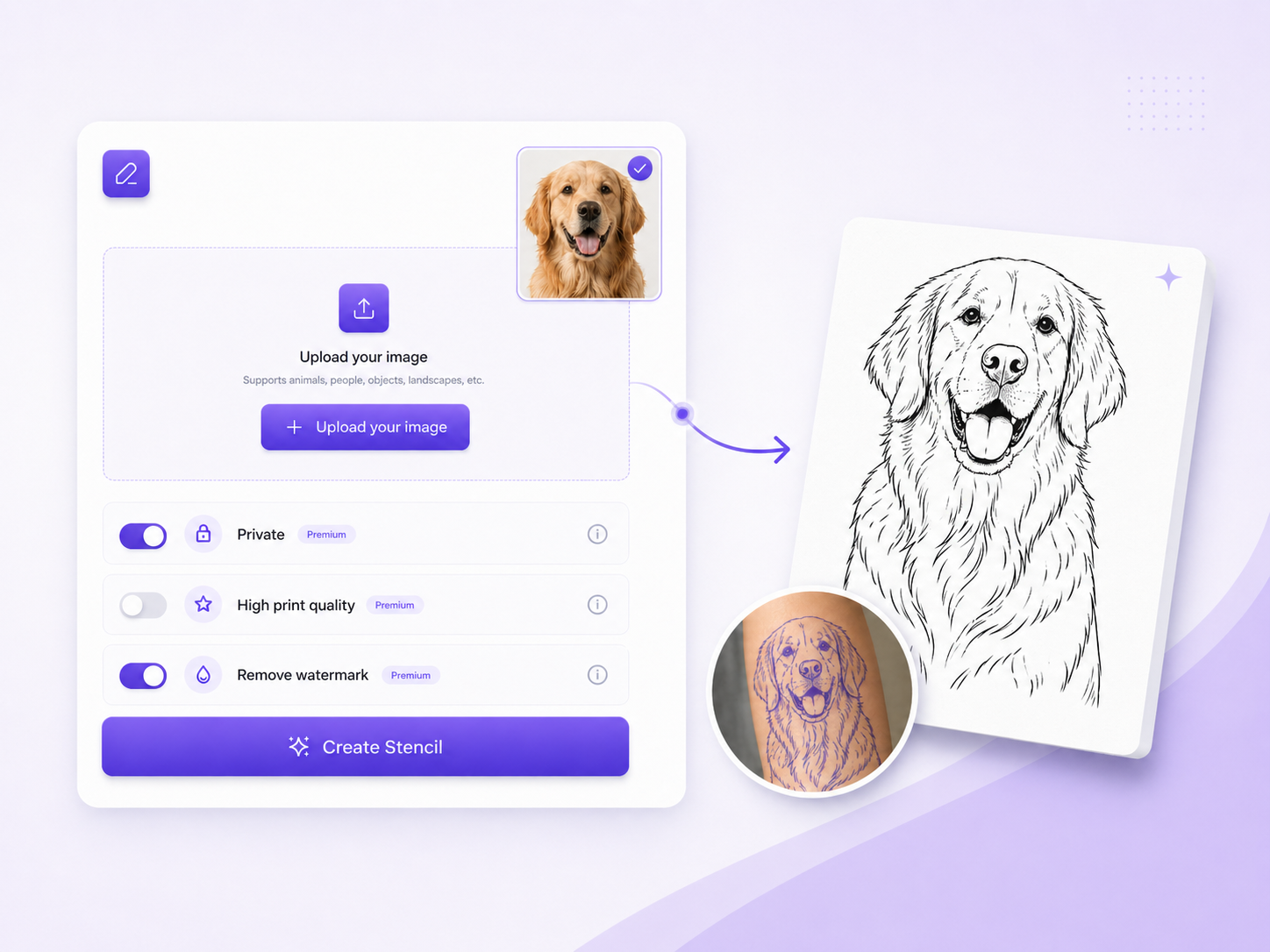 AI 一鍵將照片轉換為刺青模板