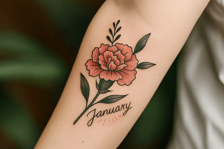 Januar Geburtsblume Tattoo - Nelke