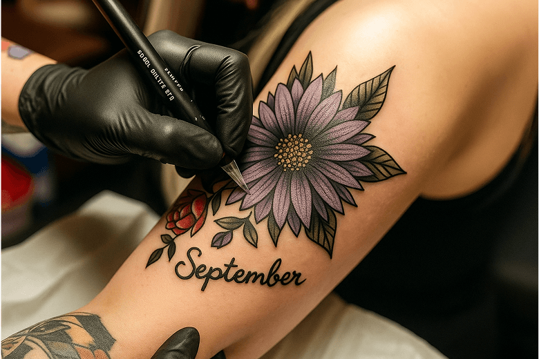 September Geburtsblume Tattoo - Aster
